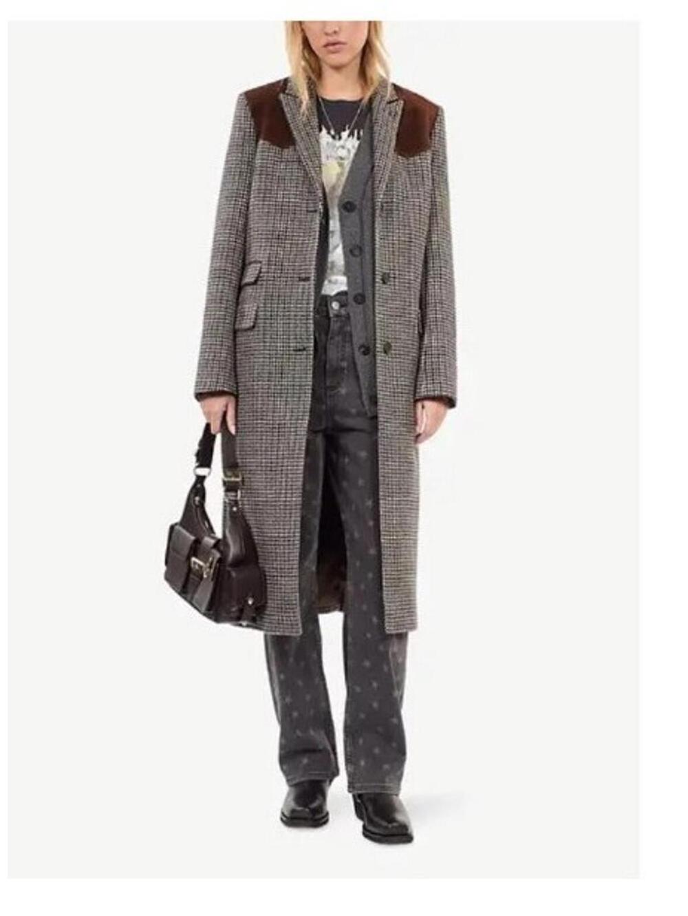 The Kooples Houndstooth Wool Blend Coat
